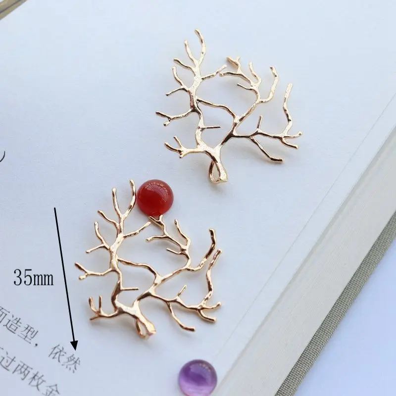 10pcs/lot High Quality Copper Plated Hollow Branch Shape Geometry Charms Connector For DIY Jewelry Necklace Making Accessories