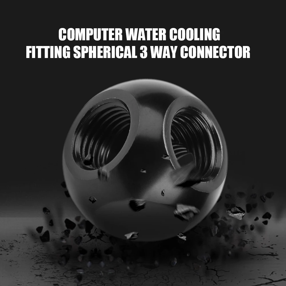 2Colors Computer Water Cooling Fitting Spherical Connector Threaded Water Cooling Adapter aG1/4 Threaded 3 Way Brass Adapter