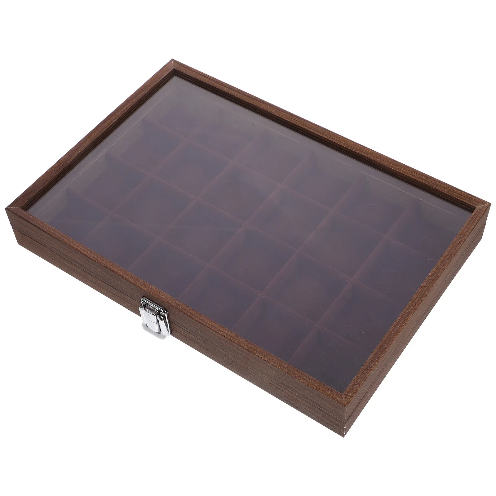 Tea Bag Organizer Box 24 Slots Wood Glass Stainless Steel Storage Container Compact Clear Lid Kitchen Holder Multi-Function