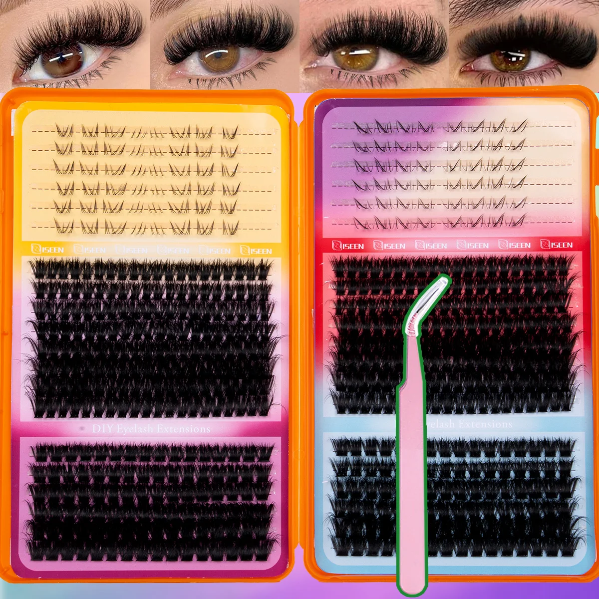 Dicke Wimpernbüschel, Wispy-Wimpernverlängerungen, natürliche Volumen-Wimpernverlängerungen, DIY-Einzelwimpern für den Partygebrauch, wiederverwendbar – Detail 9