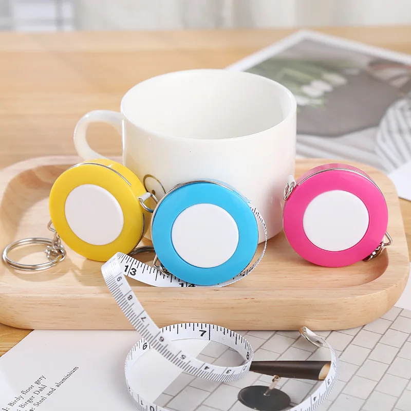 Candy Color Retractable Rolling Ruler Portable Keychain Tape Measure 1.5 Meters Length Clothing Size Sewing Tape Measure Tape