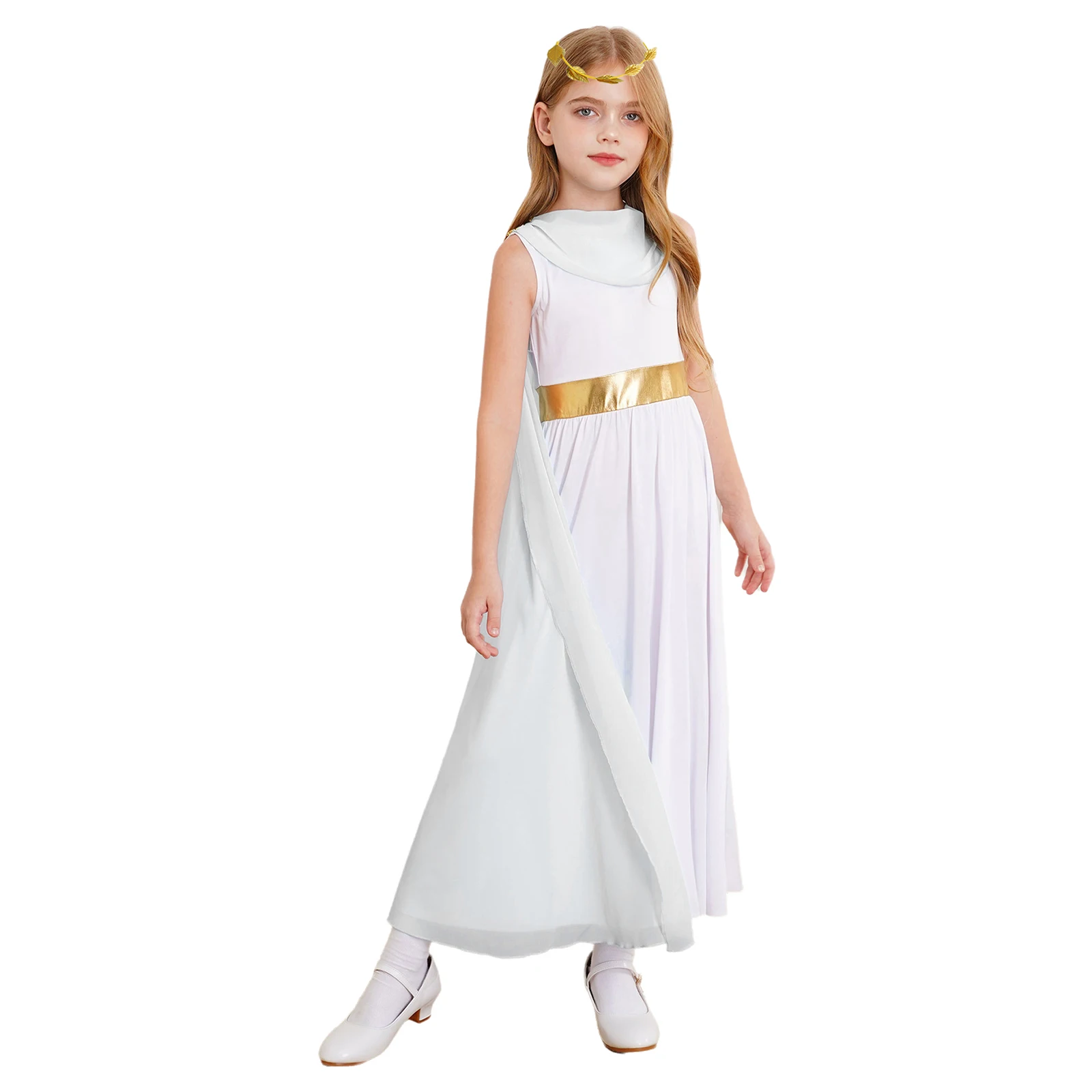 Kids Cosplay Dress for Girls Halloween Ancient Greek Princess Costume Children Greece Toga Dress Party Athenian Roman Robe