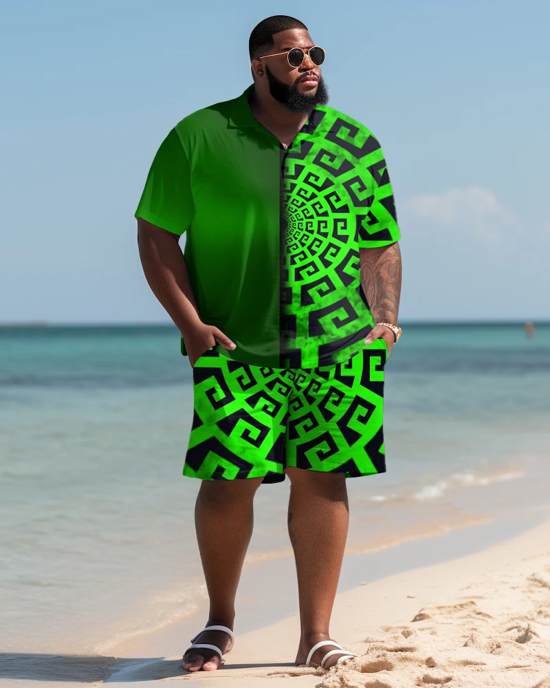 Biggman-L-9XL Conjunto de camiseta estampada bordada azul praia masculina, manga curta, roupa casual para viagem, grande e alta, grande e alta