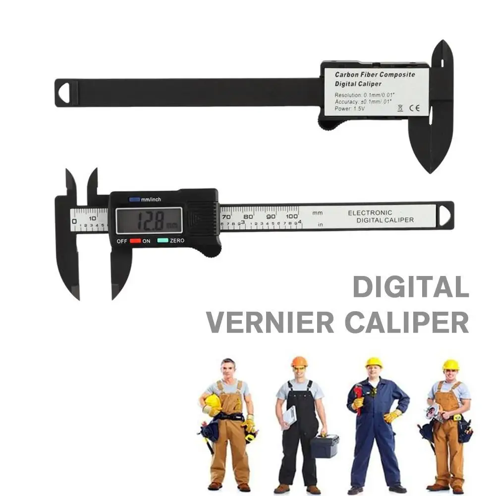 100mm Electronic Digital Caliper Carbon Fiber Dial Digital Vernier Measuring Caliper Tools Gauge Ruler Tool Micrometer Y3X2