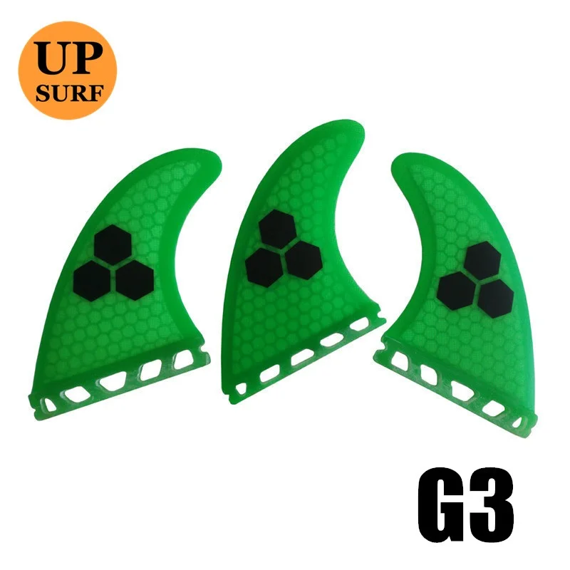 Tri Fin Set Enkele Tabs Vinnen S/M/L Surf Vinnen Surfplank Fin Oranje/Geel/Blauw/Grijs/Groen Met Zwart Logo Honingraat Glasvezel