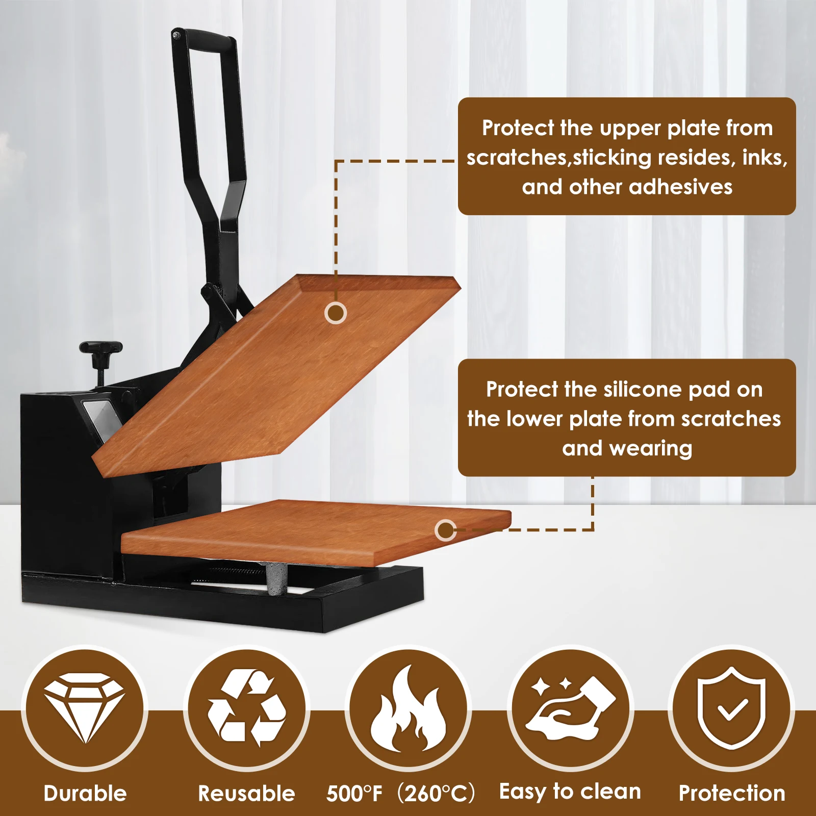 2 шт. оберточная крышка для термопресса, антипригарная, устойчивая к высоким температурам тефлоновая защита для удаления остатков чернил и клея