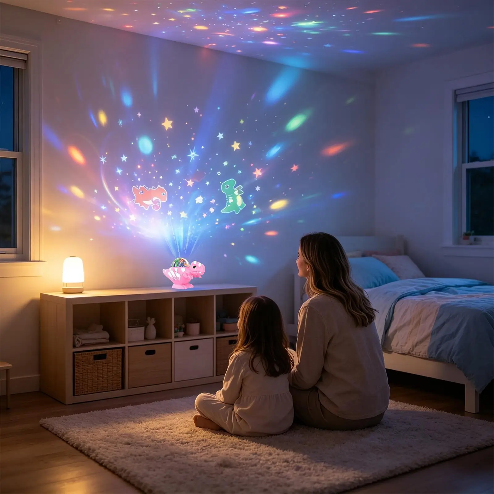 Dinosaur Night Light Projector for Kids Rotating Star Projector with 2 Films Baby Nightlight Gift Room Decor for Boys and Girls