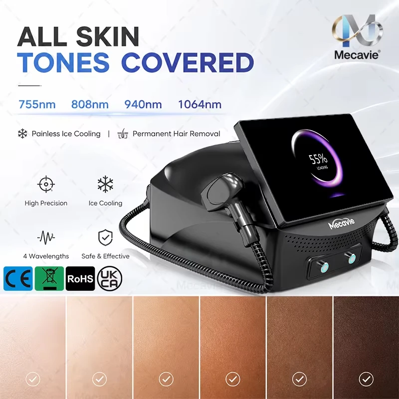 The Soprano 2-in-1 laser hair removal device uses a new 808nm four-wavelength diode system to achieve comfortable and permanent