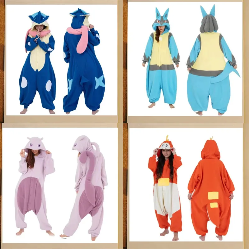 

Bandai Cartoon Snorlax Squirtle Mewtwo Onesie Gengar Cosplay Costume Cartoon Halloween Adult Anime Cat Eevee Pajamas Pijama