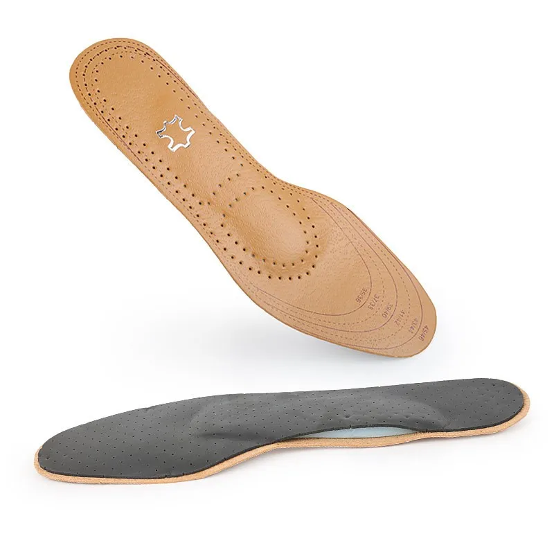 Leather Orthotic Insoles Arch Support Sports Insoles For Shoes Men Women Wear-resistant Breathable Shoe Pad Inserts