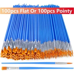 100pcs Paint Brushes Set for Kids Acrylic with Flat Round Pointed Paint Brushes Craft Watercolor Oil Painting Brushes