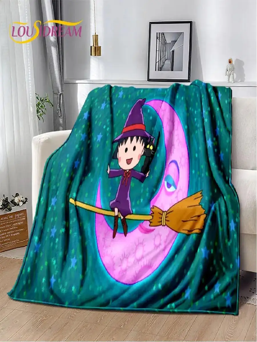 Chibi Maruko Sakura Momoko Cartoon Soft Plush Flannel Throw Blanket for Living Room Bedroom Bed Sofa Picnic Kids