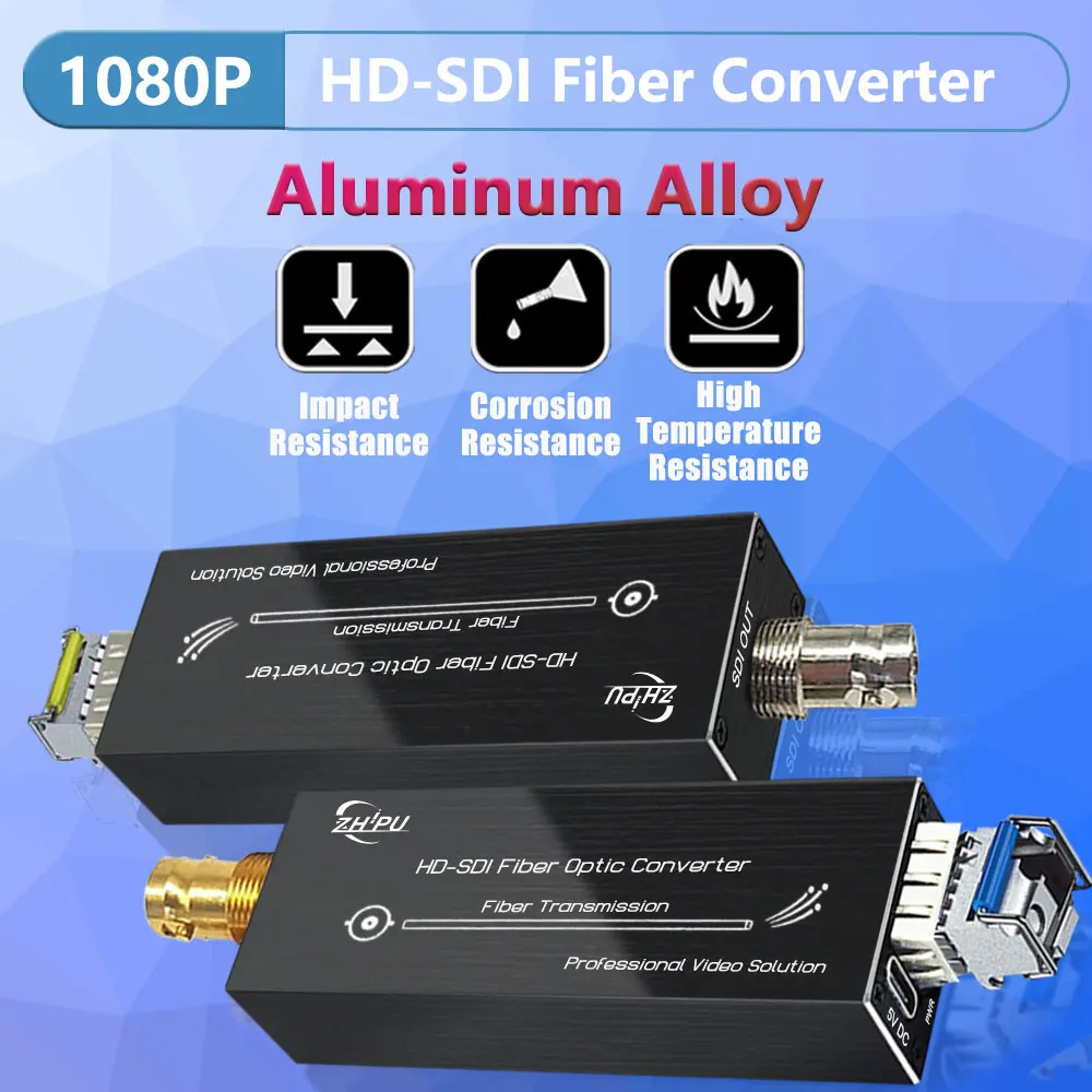 Mini Compact HD SDI Fiber Extender 1080P&30HZ HD-SDI Over Fiber Converter Broadcast Level Single-Mode Single Fiber 20km