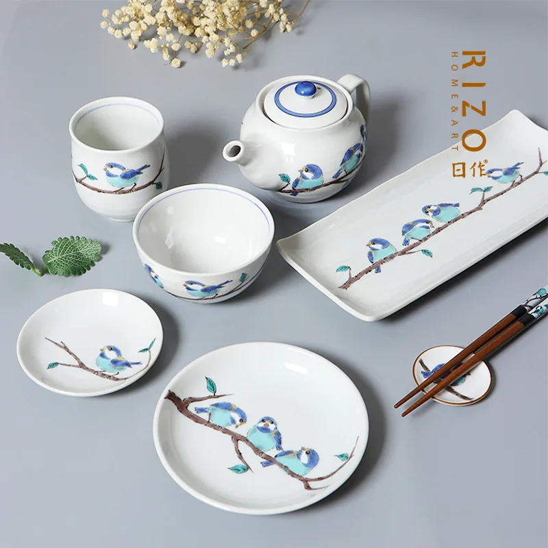 Plato japonés Koya Yaki Sparrow y plato pequeño de viento, soporte grande y largo para palillos de pescado, cuenco, taza, Sushi