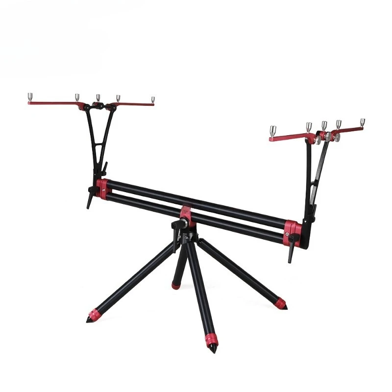 Retractable multi-angle folding aluminum alloy triangular bracket fishing rod