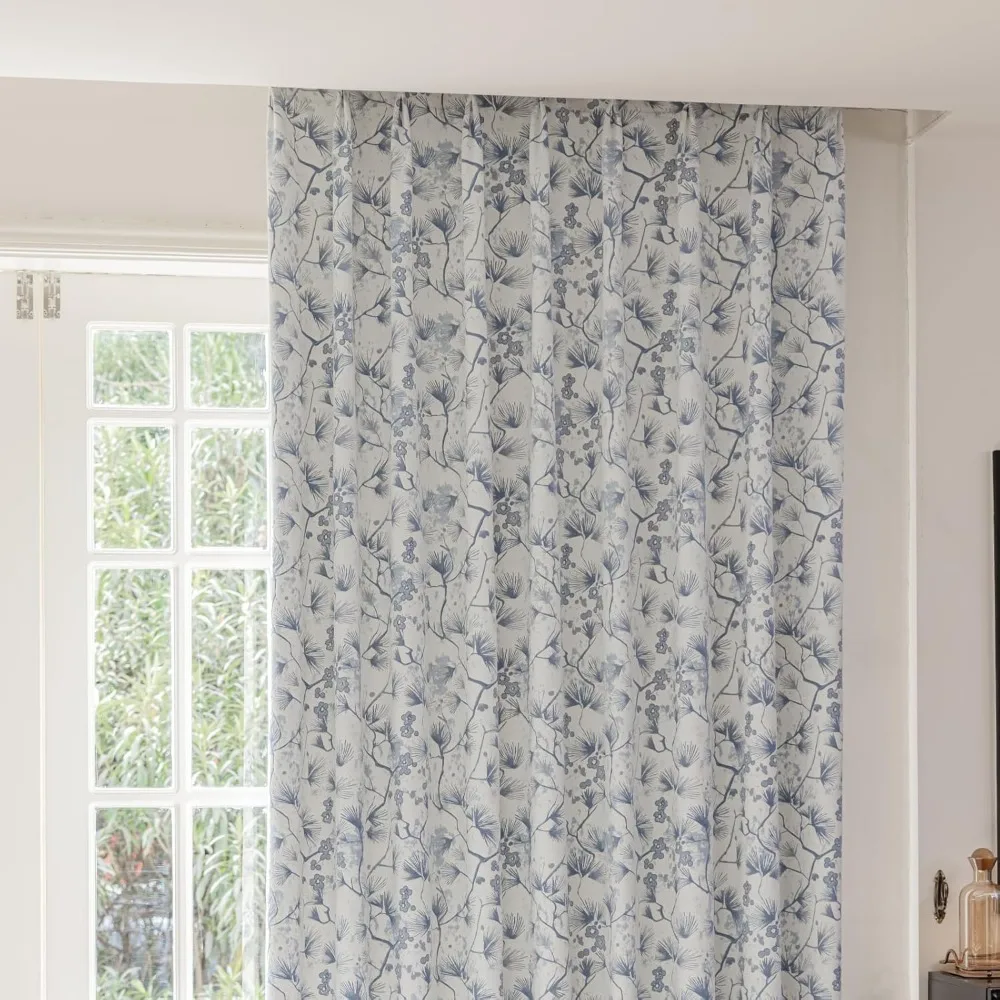 ستائر قطنية من الكتان المعتم عالي GSM مع طيات قرصة وشكل ذاكرة، مثالية لغرف المعيشة والضيوف، لوحتين من قماش الجاكار B