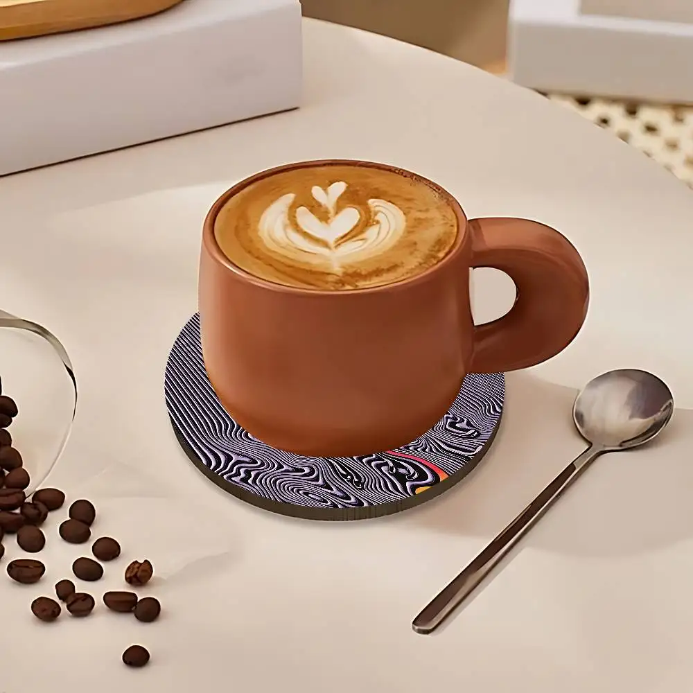 Currents T-Tame I-Impala Heat Resistant Round Wooden Coasters Non-slip Drink Cafe Decoration 2D Flat Color Print Coasters