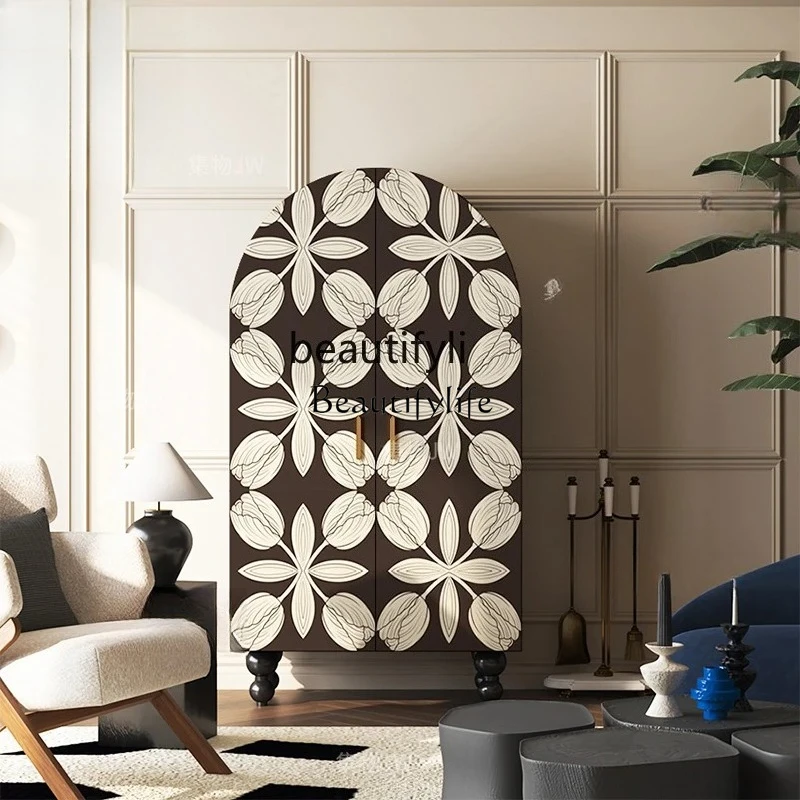 

French retro solid wood simple wardrobe opposite door storage cabinet bedroom bedside hanging wardrobe