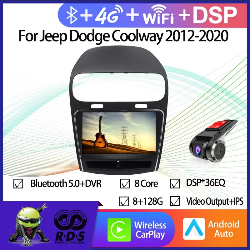 Android Car GPS Navigation Multimedia Player for Jeep Dodge Coolway 2012-2020 Auto Radio Stereo WiFi BT Mirror Link