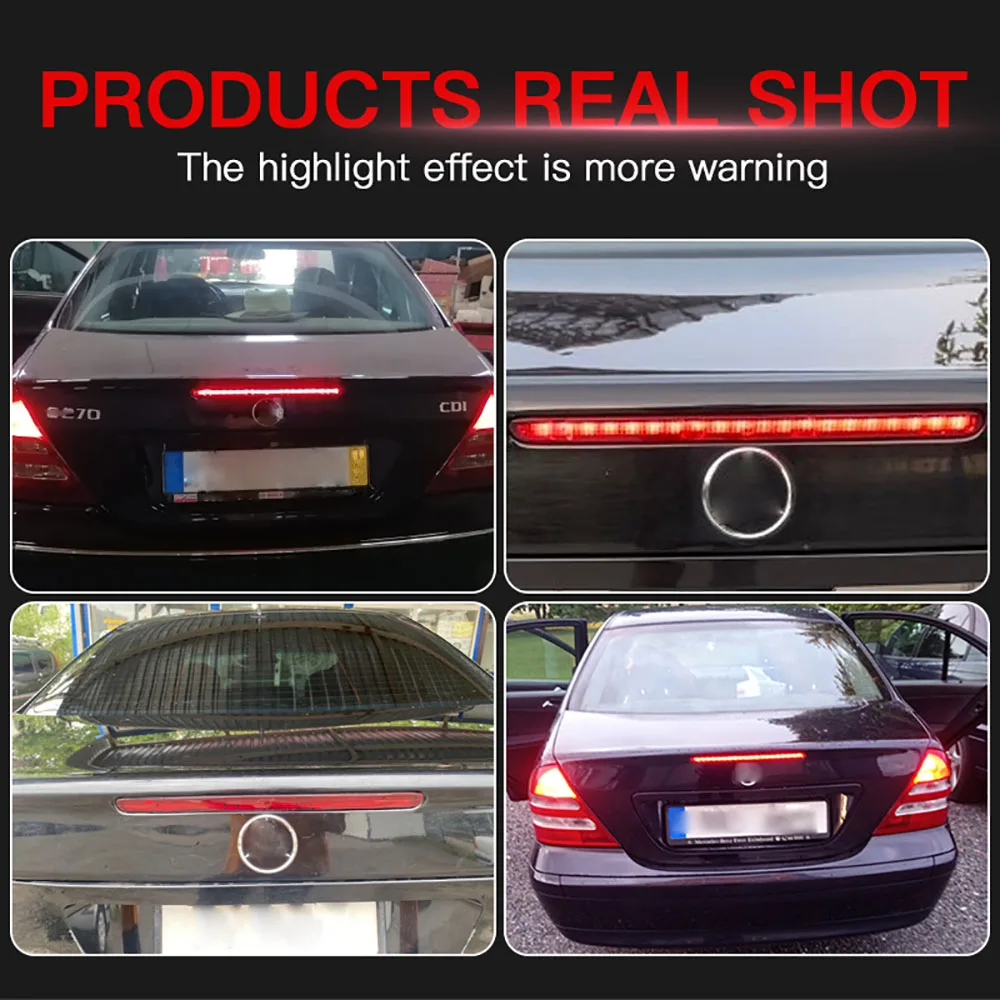 1Pcs Car Rear Stop Tail Lamp Third Brake Light 2038201456 for Mercedes Benz W203 2000-2007 Rear Trunk Replacement Red LED Light