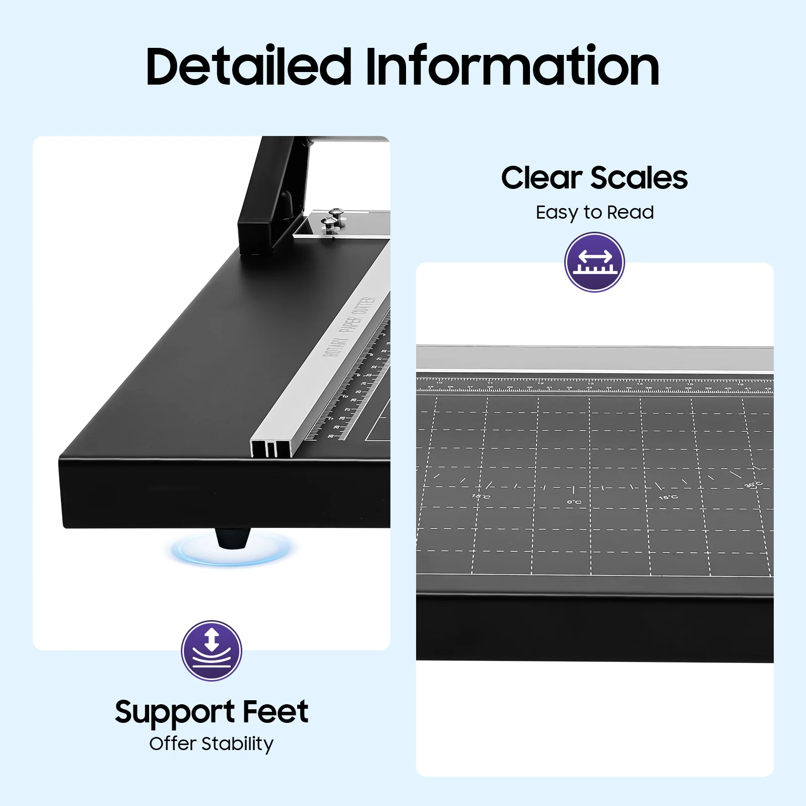 24in Manual Precision Rotary Paper Cutter 0-60° Angle Cutting & 1mm Thickness 31.3x14.2in Worktable for Photo Paper Office Paper