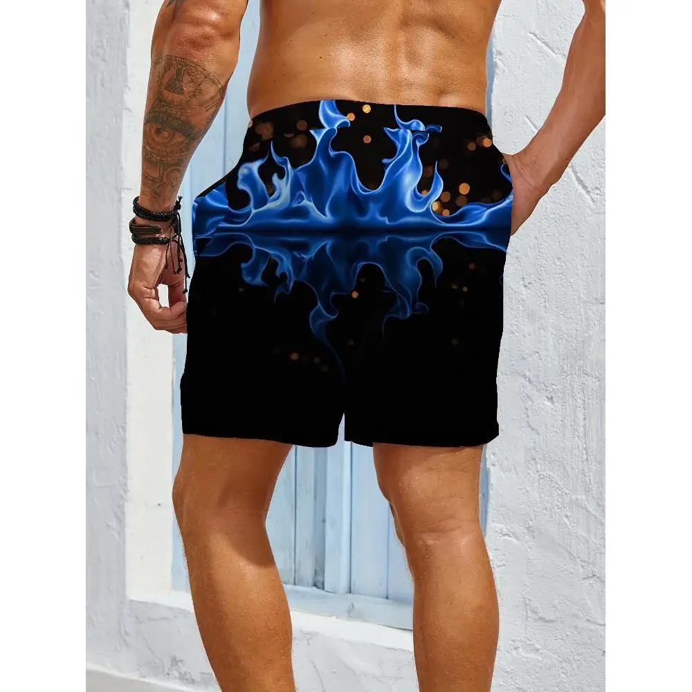 1pcs Men's Short swim trunks2026 Summer 3D Printed Short sleeve Men's clothing Quick drying Breathable running Polyester