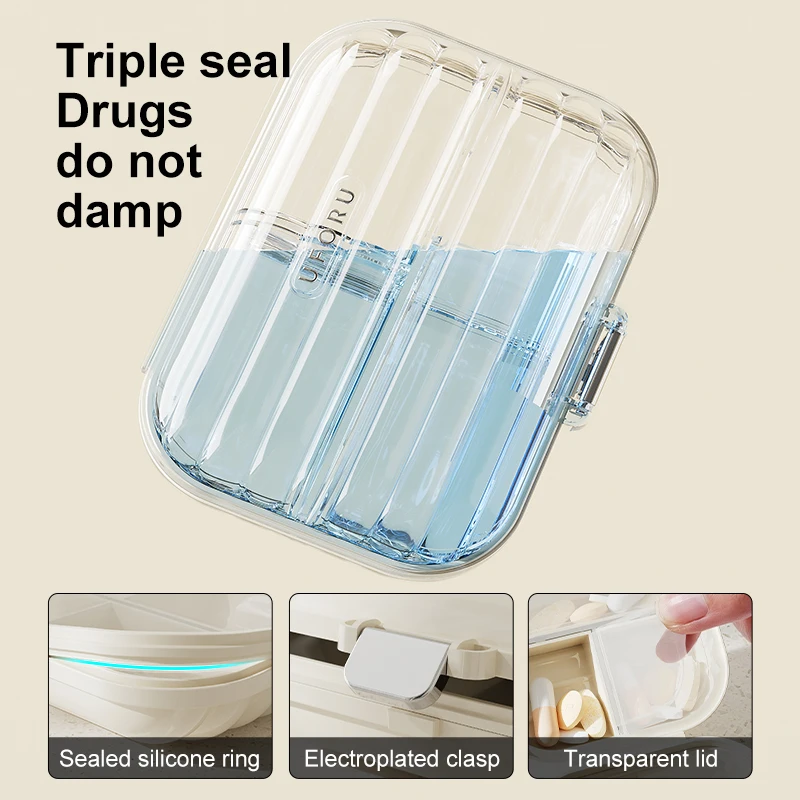 Portable Mini Pill Box, Outdoor Travel Pocket-sized Compartmentalized Pill Storage Box with Sealed Moisture-proof Design