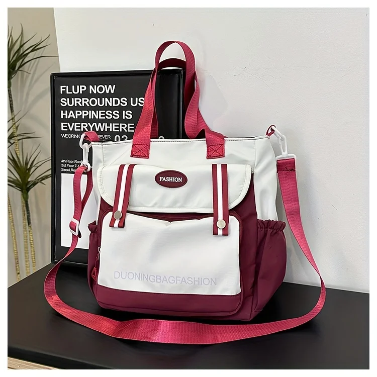 Student Canvas Crossbody Bag Large Capacity Handheld Tote School Book Bag Durable Canvas Satchel for  Travel Daily Use