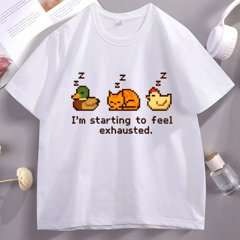 Stardew-Valley النوم تي شيرت البلوز المعتاد المطبوعة لعبة تي شيرت للرجال النساء السببية القطن قصير الأكمام زوجين تيز #1