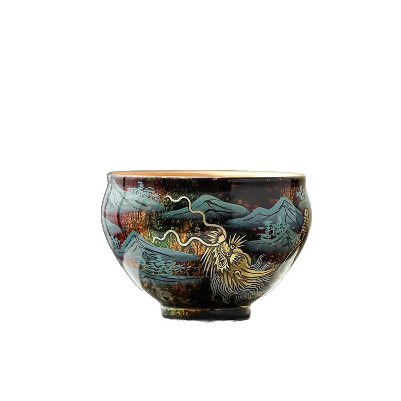 

Pure handmade Fuzhou lacquer hand-painted dragon Great Wall