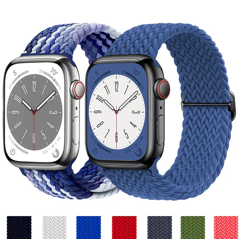 

Braided Solo Loop For Apple watch Strap 40mm 44mm 41mm 38mm 49mm 45mm Elastic Nylon bracelet iWatch ultra 2 series 9 8 7 se band