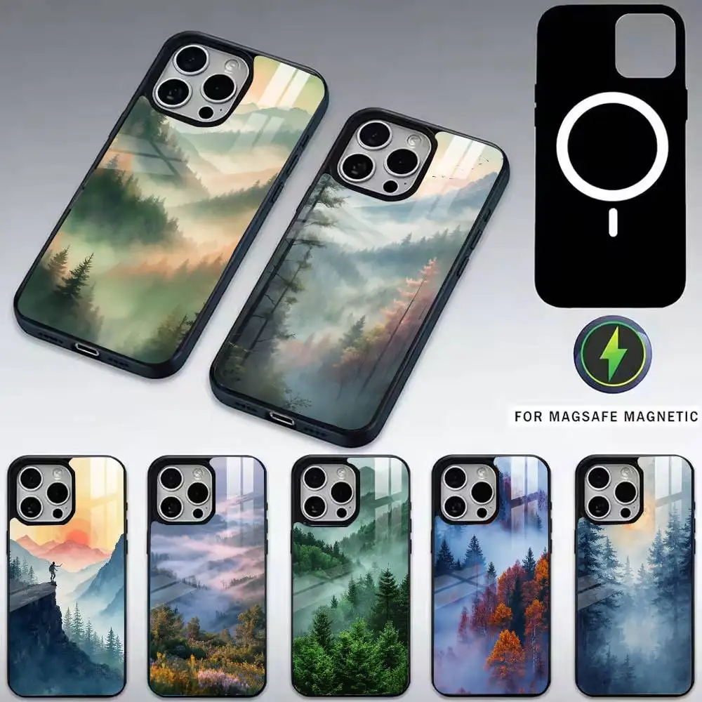 

Mountain-n Forest-t Phone Case For iPhone17,16,15,14,13,12,11 Plus,Pro Magnetic For Magsafe Wireless Charging