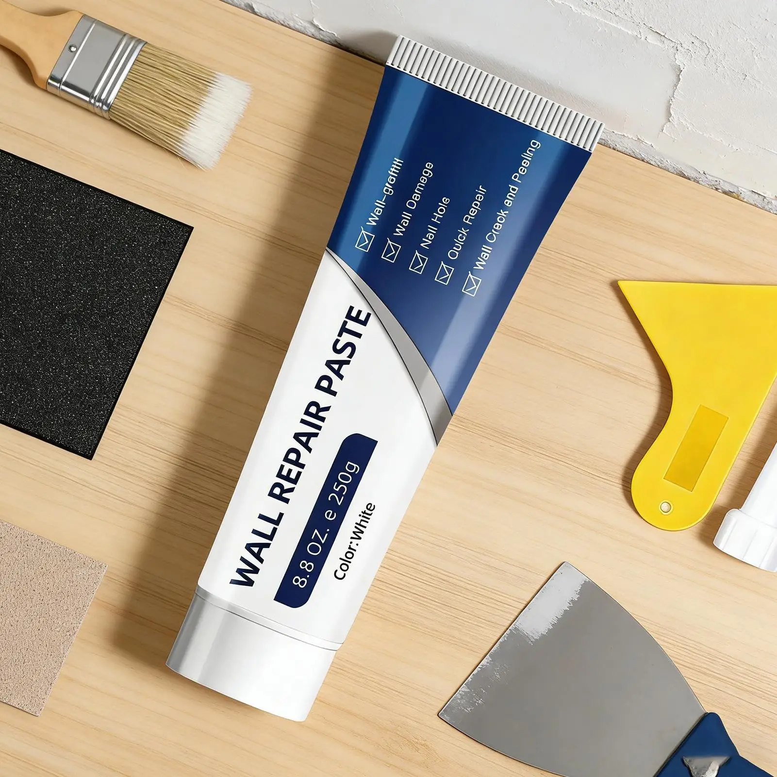 250g Wall Repair Paste,Wall Crack Mending Agents with Scraper for DIY Home Fix,Multi-Functional Drywall Patch Paste Repair Kit