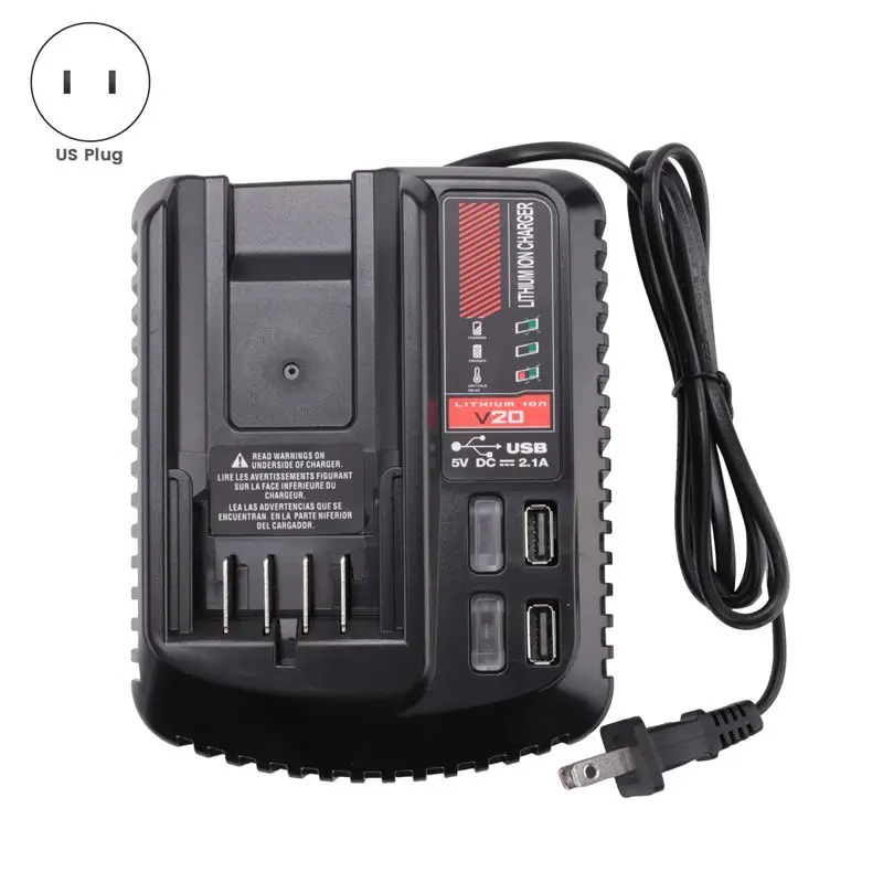 [A93Z!】 For 20V 2A Li- Battery CMCB102 Rechargeable Power Tool Lithium Battery Dual USB US Plug