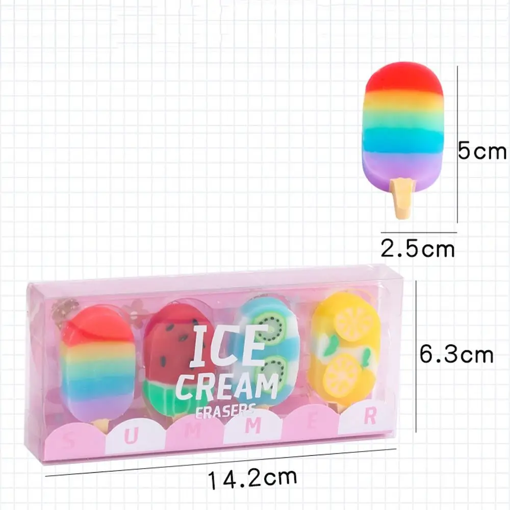 4 Pcs/set Durable Rubber Rubber Eraser Practical Colorful Erasers Portable Stationery Student