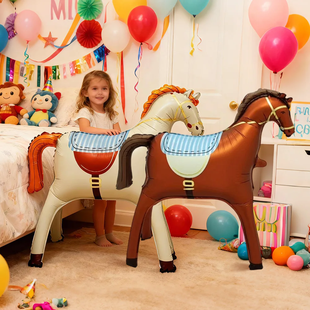 

3D Standing Horse Aluminium Foil Balloons for Western Cowboy Horse Theme Equestrian competition performance Birthday Party Decor