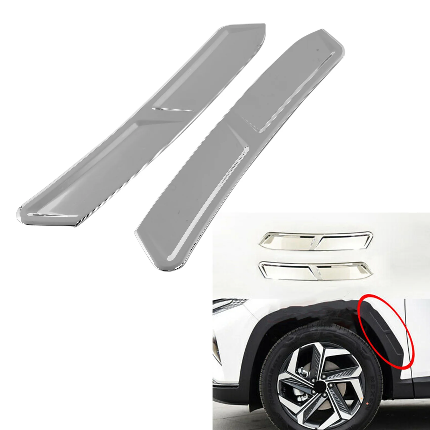 Car Front Wheel Eyebrow Decorative Frame Front Wheel Eyebrow Side Cover Bright Strip for Hyundai Tucson