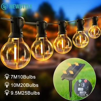 Outdoor Solar Globe String Lamp Lights 7M/10M Waterdichte G40 Patio Lights Met Afstandsbediening Voor Buiten Achtertuin tuin Decor