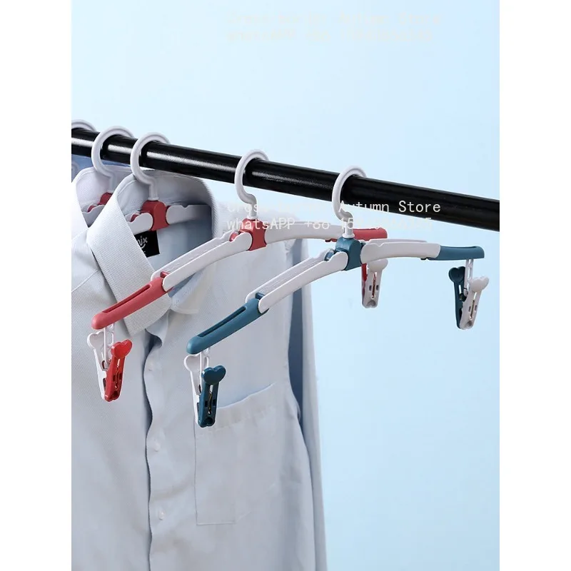 Foldable Portable Travel Clothes Hanger Multi Clip Garment Rack For Business Trip Dorm Household Use