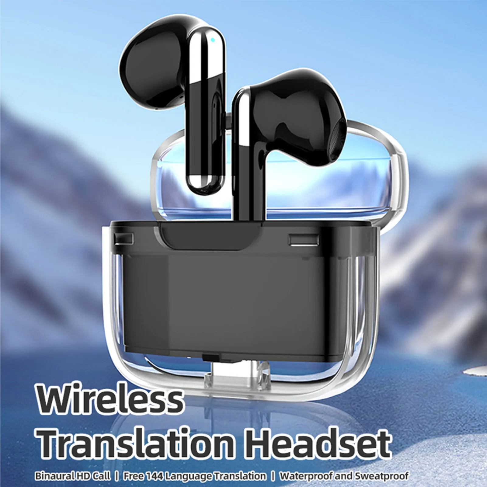 

Language Translator Earbuds Bluetooth Translator Earphone Fast Noise Cancellation Intelligent Support 144 Languages for Daily