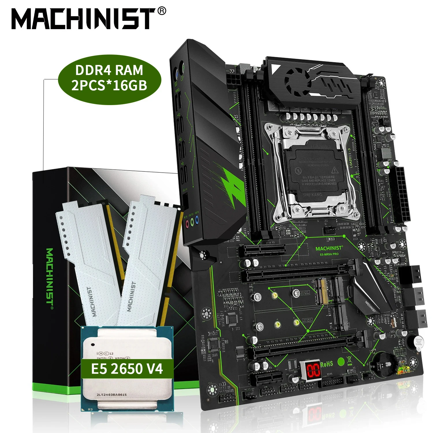 

MACHINIST X99 Motherboard Combo LGA 2011-3 Kit Xeon E5 2650 V4 Processor 32GB DDR4 2133MHz RAM Memory NVME M.2 USB 3.0 MR9A PRO