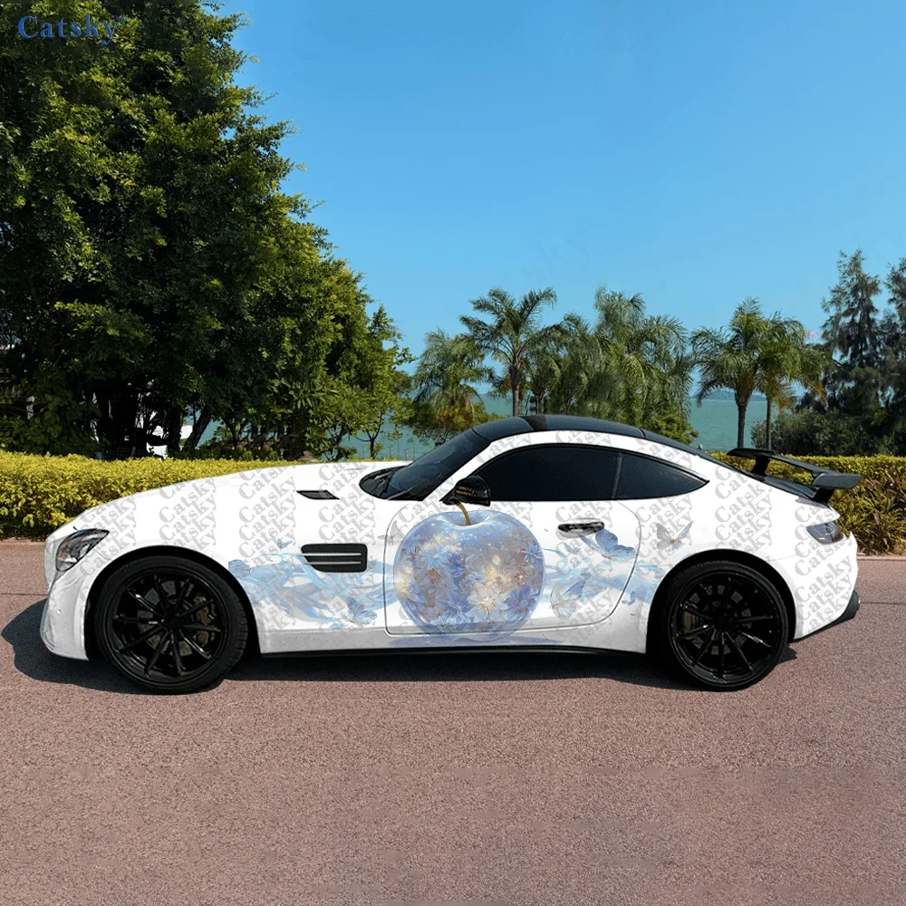 2pcs Fantasy beautiful crystal apple sticker, suitable for cars and trucks, durable, fade-resistant, easy to install and remove