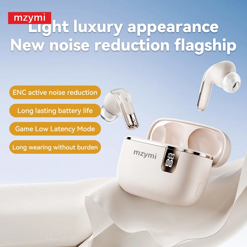 

mzymi Y107 TWS Headset ENC Noise Cancelling Bluetooth5.3 Wireless Earphone LED Digital Display HiFi Stereo Headphone With Mic