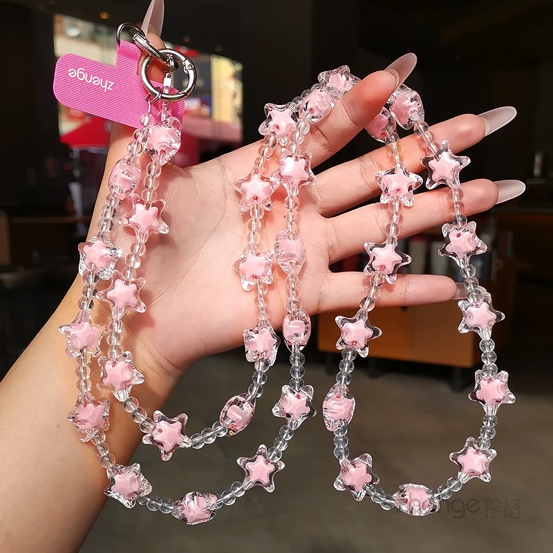 

Цепочка для мобильного телефона, женская подвеска через плечо со звездой и бусинами, высококачественный длинный плечевой ремень, веревка, новый продукт