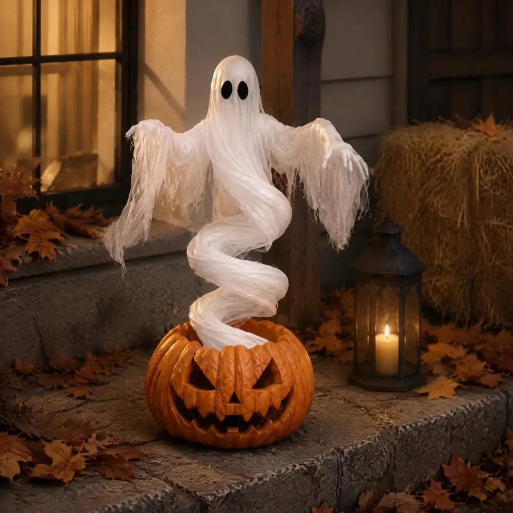 Outdoor Halloween Decorations Spooky Ghost Pumpkin Lamps Halloween Swirling Ghost Pumpkin Yard Lamp Spooky Statue Warm for Fall