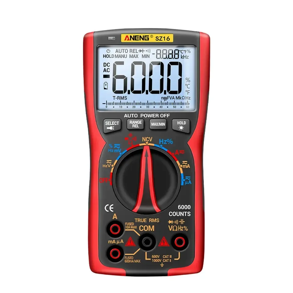 004 ANENG SZ16 Pro Digital Multimeter 6000 Professional True RMS Tester Multimetro DIY Transistor Capacitor NCV Testers Lcr Mete