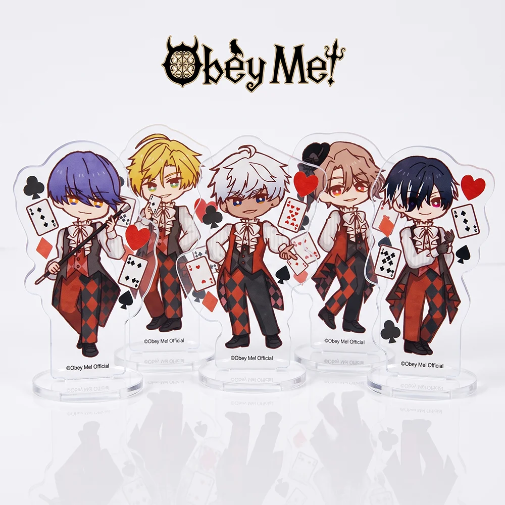 Anime Obey Me! Mammon Lucifer Leviathan Cute Cartoon 10CM Acrylic Stand Keychain Role Model Cosplay Desk Decor Collect Fans Gift