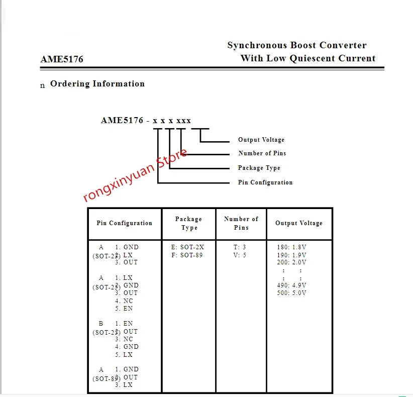 10 unids/lote AME5176-BEV330 3,3 V SOT23-5 AME5176 AME5176BEV330 convertidor de impulso síncrono 100% nuevo original