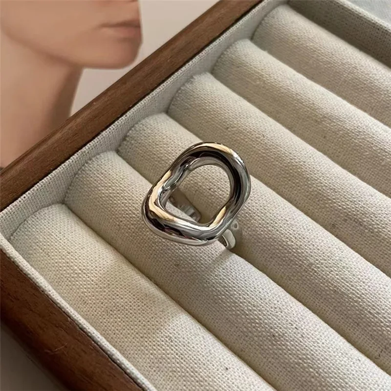 

S925 925 Silver Ins Wind French Ring Hollow Pattern Exaggerated Modeling Heavy Industry Texture Wholesale Engagement Occasions
