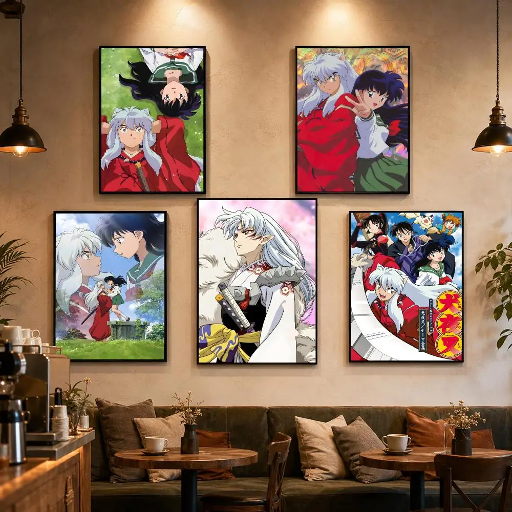 Anime I-Inuyasha Poster Self-adhesive Art Waterproof Paper Sticker Coffee House Bar Dorm Room Wall Decor